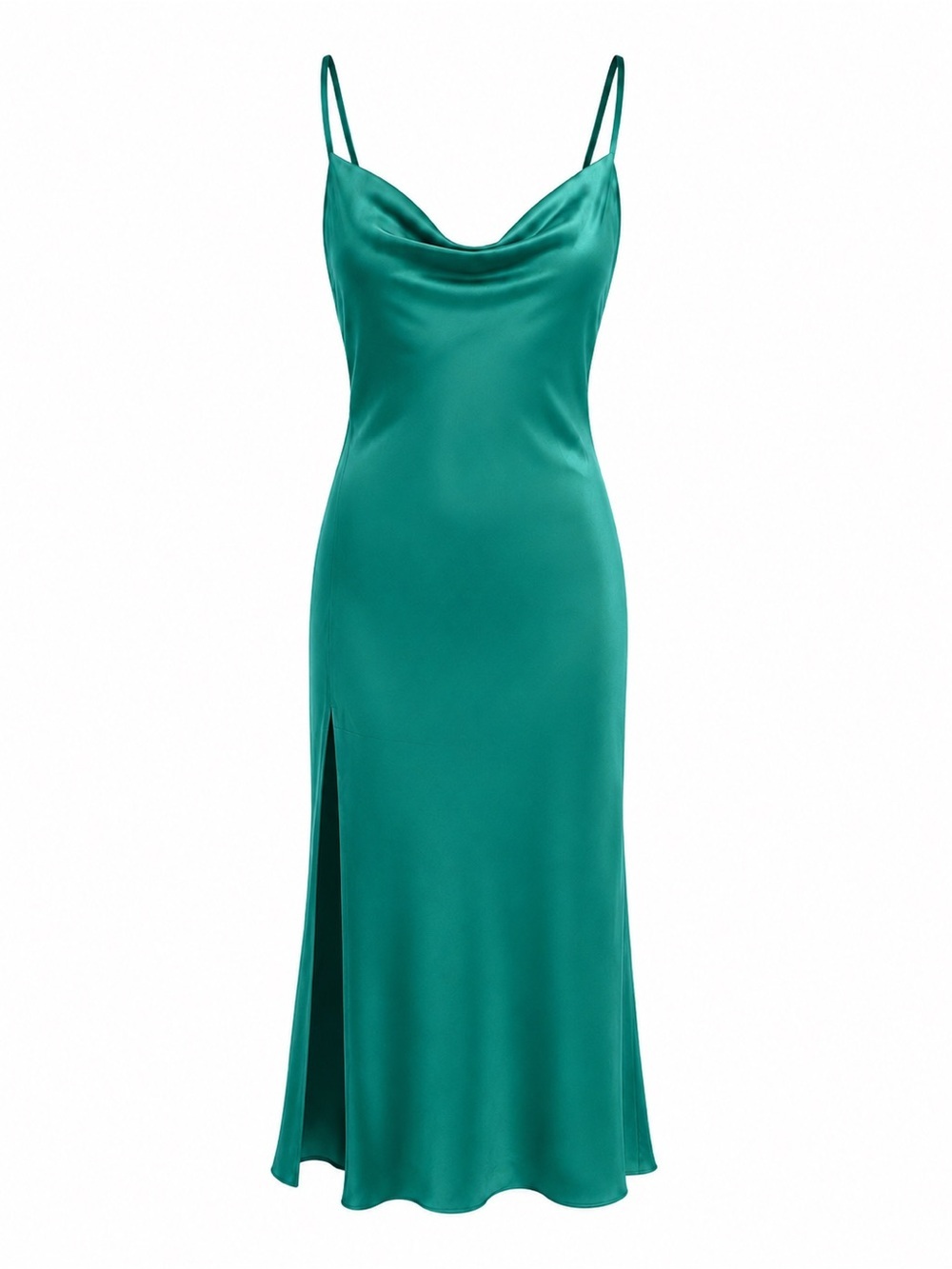 Micas NWT green cowl neck satin slip dress, small